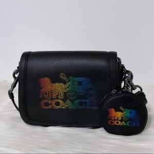 New Coach Saddle Crossbody Bag With Horse And Carriage and Charm